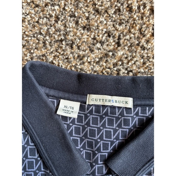 Cutter & Buck Shirt Mens XL Polo Blue Geometric Print 100% Cotton H13 - Picture 2 of 6